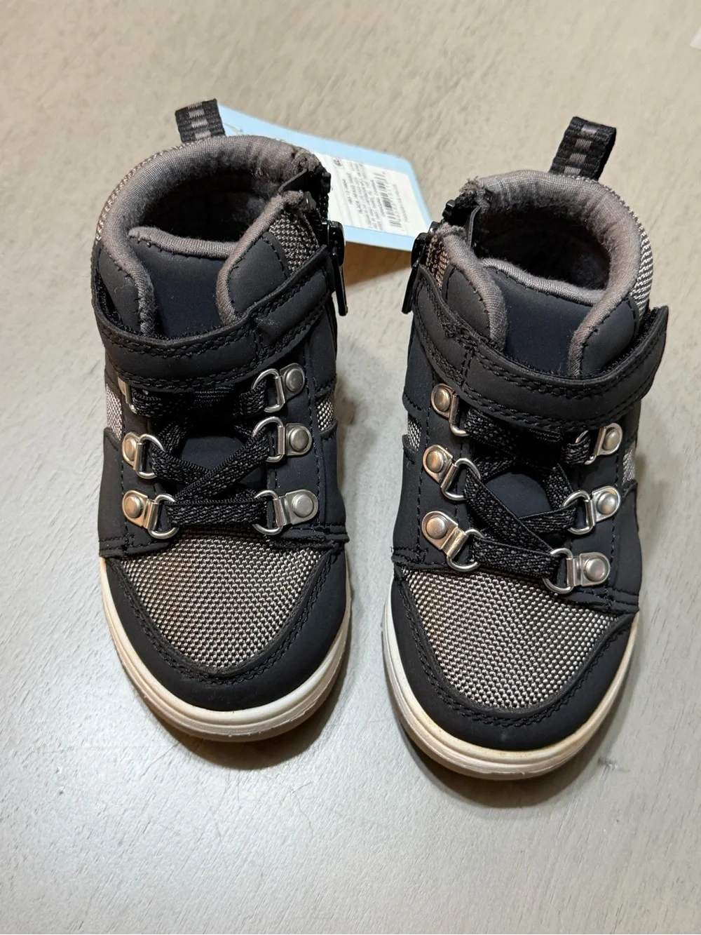 Cat & Jack Toddler 5 Black High-Top Sneakers Hook-and-Loop Closure